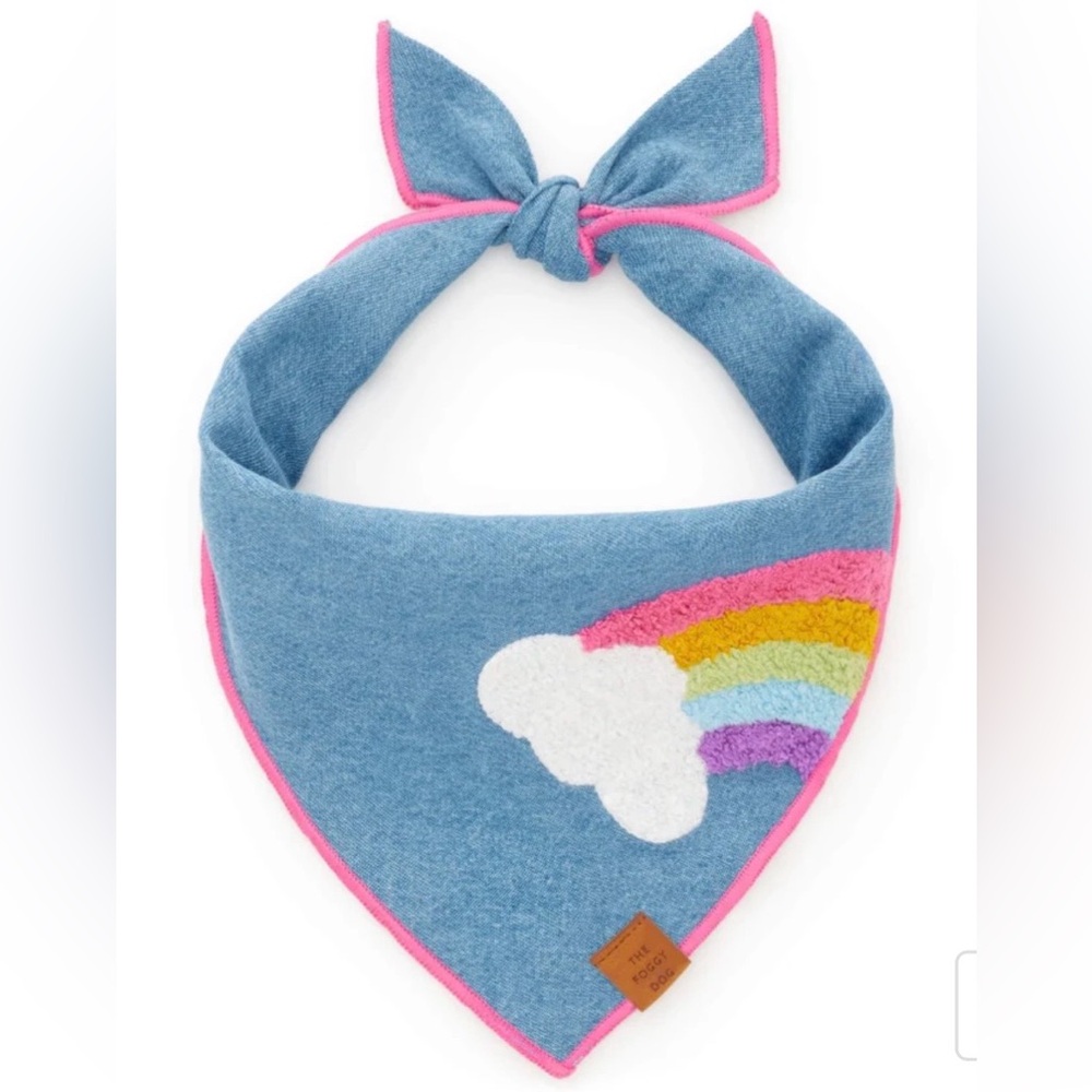 The Foggy Dog Rainbow + Cloud Bandana Scarf Size L